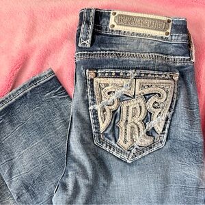 Rock Revival  Embellished Blue Straight Jeans